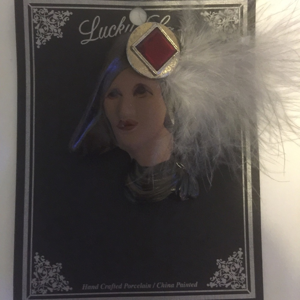 Hand Crafted Porcelain/ China Painted Pin - Picture 2 of 3
